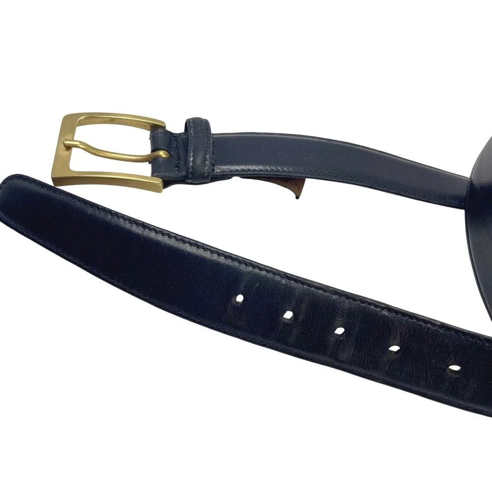 VTG Trafalger‎ Cortina Belt Black Men's 44 Genuine Leather Brass Buckle USA Made